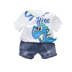 Baby Boys Cotton Dino Printed T-Shirt With Shorts Sets Of Clothing Sets