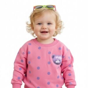 Baby Girls Printed Winter Snug Soft Fleece Sweatshirt | Full Sleeve Round Neck Pullover | Warm Casual Wear for Kids