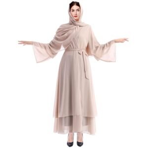 Abayas for Women Muslim Dubai Dress Solid Loose Fit Long Cardigan Islamic Kaftan Robe Open Front Maxi Length