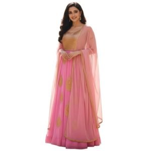 Women’s Semi-Stitched Pink Georgette Anarkali Suit with Dupatta | Designer Wear Kurta Set for Women