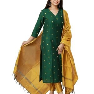 Women's 3 Piece Kurta Pant Dupatta Set | Silk Cotton Kurta Sets for Woman | Kurti Set for Woman | Elegant Suit Set for Women Cotton