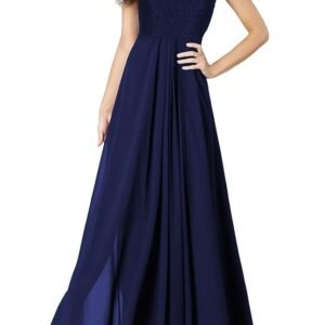 Women's Deep V Neck Vintage Party Wedding Bridesmaid Formal Cocktail Dress Navy Blue