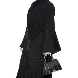 Nida Fabric Free Size Muslim Burqa/Abaya & Burkha Dress for Muslim Women(Black)