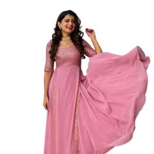 Georgette Pink Anarkali Gown for Women