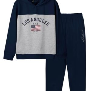 Trendy Printed Cotton Blend Hoodie T-shirt Jogger Trackpants Clothing Set for Boys