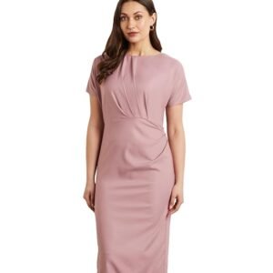 Symbol Premium Women's Fitted Draped Dress(Pink)