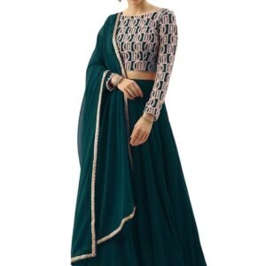 Women's  Sequins Embroidered Georgette Semi-Stitched Lehenga Choli With Dupatta