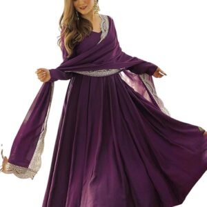 Women's Georgette Casual Dress(Purple)