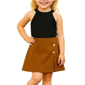 Girls Stylish Two Piece Outfit Set with Sleeveless Tank Top and Short | Casual Summer Clothing