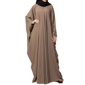 One Size Kaftan Abaya for Women – Firdaus Fabric, Pleated Neckline & Elegant Drape – Modest Muslim Dress