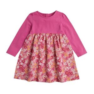 Girls Toasted Petals Printed Full Sleeve Dress, Pink