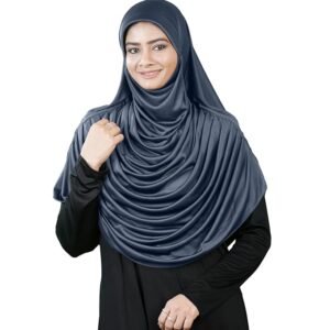 Hijab Stretchable Frilled Hijab Scarf for Muslim Women | Soft Polyester Stylish Hijab for Women (Grey)