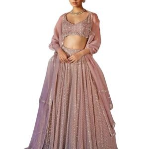 Women's Georgette Sequin Embroidery Work Lehenga Choli with Dupatta For Women