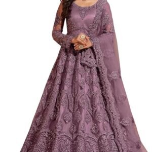 Women's Net Embroidered Semi-Stitched Gown