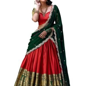 Women's Art Silk Jacquard Lehenga Choli With Dupatta Set | South Indian Dress | Wedding | Lehenga For Women