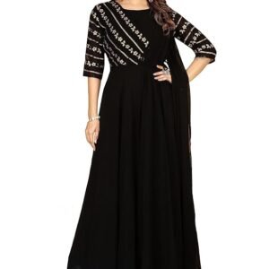 Gown for Women - Georgette Matt Sequence Embroidery Regular Fit A-Line Gown with Attached Dupatta
