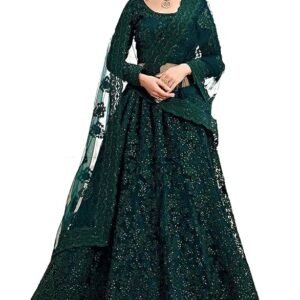 Women's Silk Semi-Stitched Lehenga Choli Set(Green)