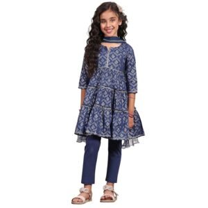 Girl's Cotton Printed Kurta Set