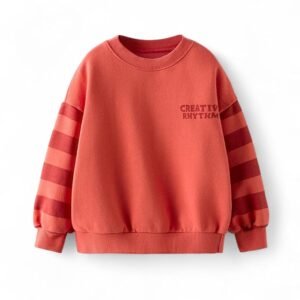 Boys & Girls Oversized Sweatshirt | Placement Print | Age 3-10 Years | Warm & Comfortable Kids Pullover(Reddish)