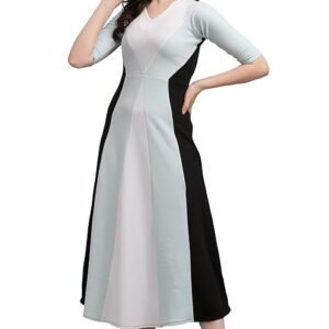 Women's Corduroy Empire Waist Maxi Cocktail Dress (Sky Blue)