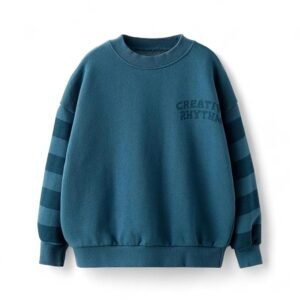 Boys & Girls Oversized Sweatshirt | Placement Print | Age 3-10 Years | Warm & Comfortable Kids Pullover(Teal Blue)