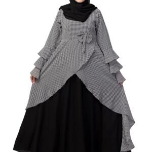Asymmetrical Long Maxi Abaya Dress Made in Nida & Georgette Fabric for Women and Girls