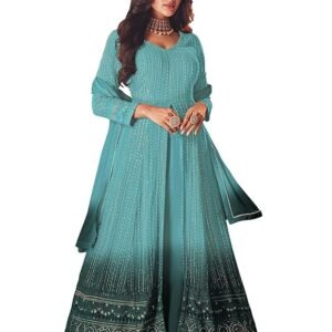 Women's Maxi Anarkali Dress(Blue)