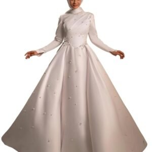 Muslim Wedding Dresses Long Sleeves High Neck Hijab Bridal Gown