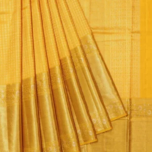 Mustard Kanchipuram Tissue Silk Saree with Large Gold Zari Border