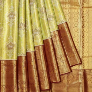 Parrot Green Kanchipuram Tissue Silk Saree