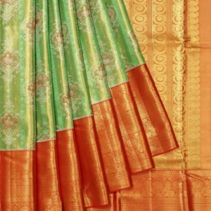 Parrot Green Kanchipuram Tissue Silk Saree