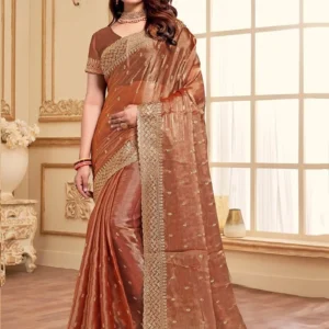 Zari Embroidered Sequins Saree Festive Wear