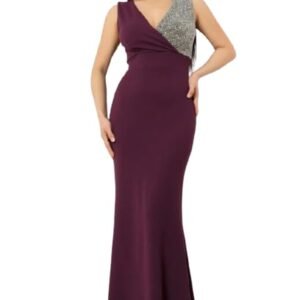 Elegant Evening Gown, V-Neck Sequin Bodice, Floor Length Purple Mermaid Dress
