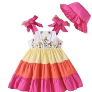 Kid Girls Multicolor Sleeveless Floral Frock Dress
