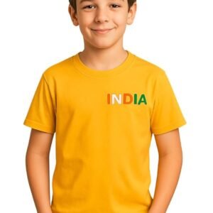 Boys Polycotton Half Sleeve Round Neck T-Shirt, Summer Casual Wear, Solid Tee for Kids(Yellow)