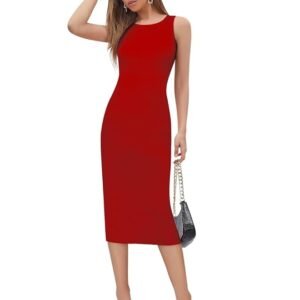 Red Dress for Women | One Piece |Bodycon | Slim Fit Bodycon | Midi Length