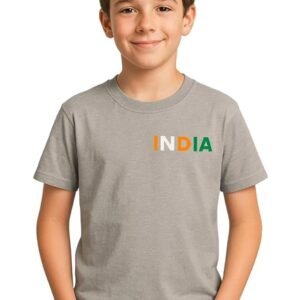 Boys Polycotton Half Sleeve Round Neck T-Shirt, Summer Casual Wear, Solid Tee for Kids(Grey)