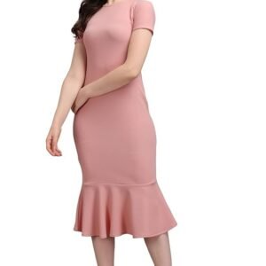 Women’s Bodycon Midi Dress(Peach)