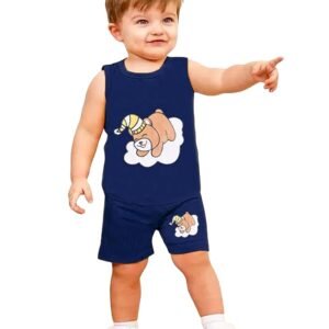 Boy's T-Shirt & Shorts Set New Born Baby Clothes | Kids Clothing | Dress | Sleeveless T Shirts | Shorts | Cotton | Casual | Kids Wear