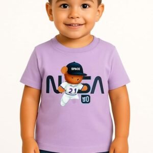 Boys Polycotton Printed T-Shirt, Summer Casual Wear, Round Neck Half Sleeve Printed Tee for Kids(Purple)