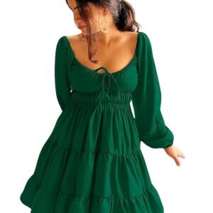 Mini Dress for Women | One Piece Dresses for Womens | Stylish Dress for Woman |Mini Dresses Rayon for Women(Green)