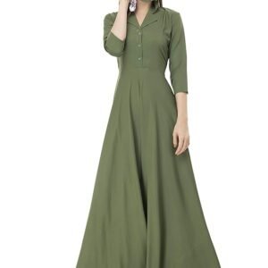 Women's Fit and Flare Maxi Dress(Green)