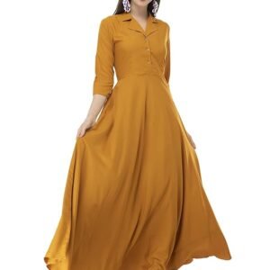 Women's Fit and Flare Maxi Dress(Yellow)