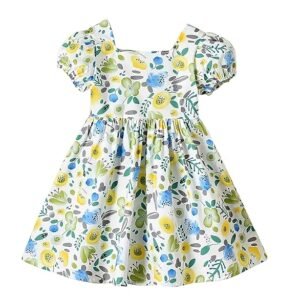 Baby Girls Cotton Blend Floral Printed Summer Dress |Fancy Western Dresses |Kids Frock
